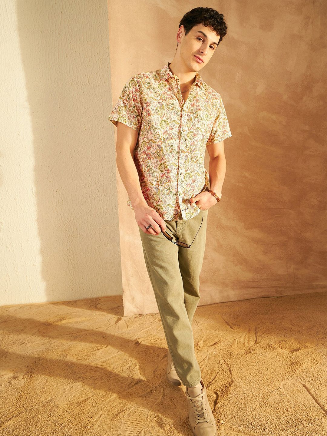 DENNISON Block Printed Oversized Casual Shirt