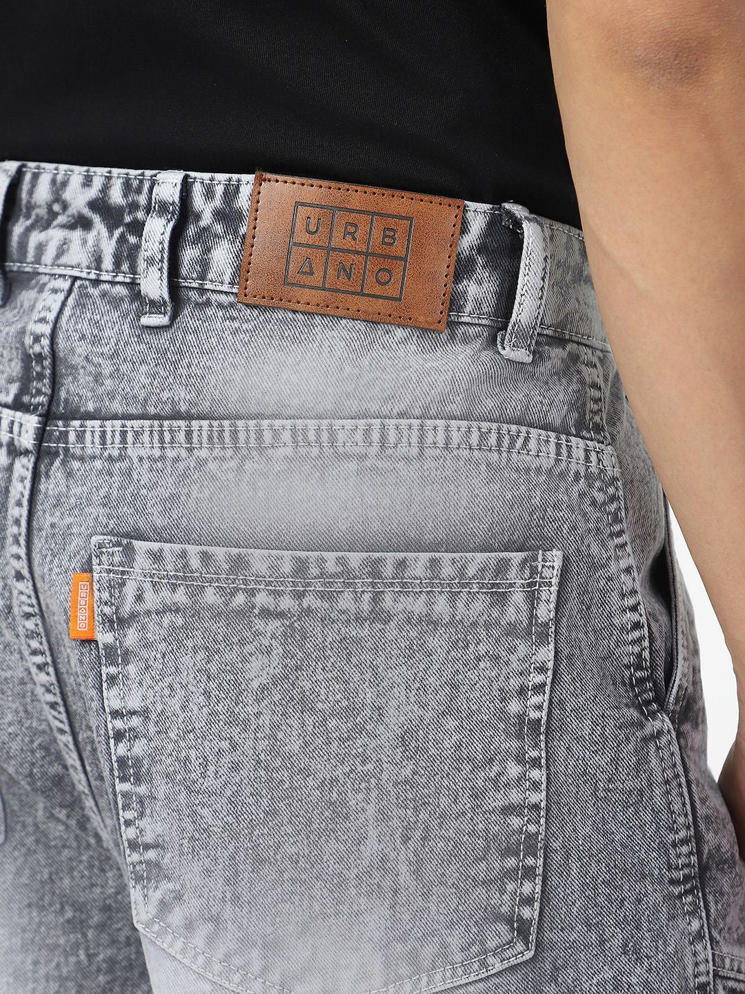 Urbano Fashion Men Ice Grey Loose Fit Cargo Jeans With 7 Pockets Non-Stretchable