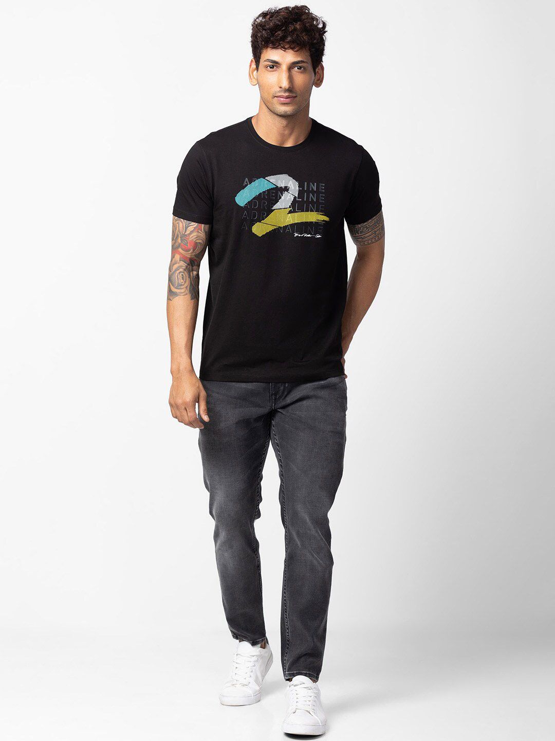 SPYKAR Men Typography Printed Slim Fit Cotton T-shirt