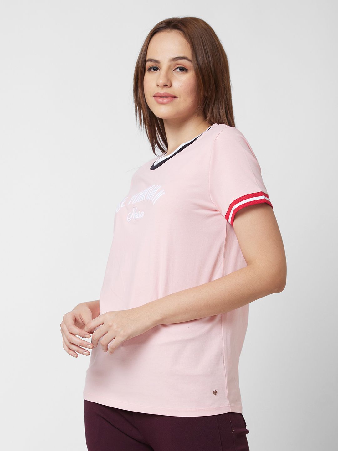 SPYKAR Women Pink Printed T-shirt