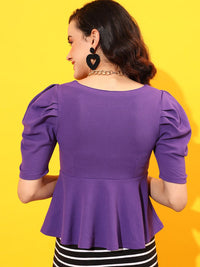 STREET 9 Puff Sleeves Peplum Top
