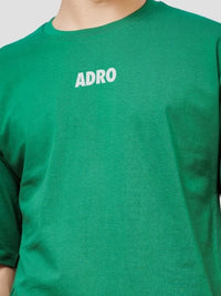 ADRO Lelaki Typography Printed Drop-Shoulder Sleeves Cotton Oversized T-Shirt