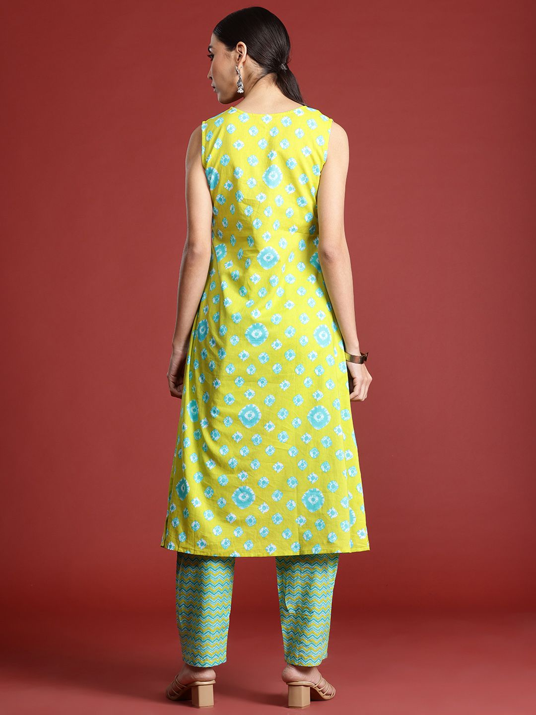 Indo Era Bandhani Printed Pure Cotton Kurta with Trousers