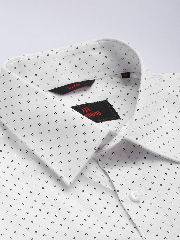 Raymond Slim Fit Geometric Printed Pure Cotton Formal Shirt