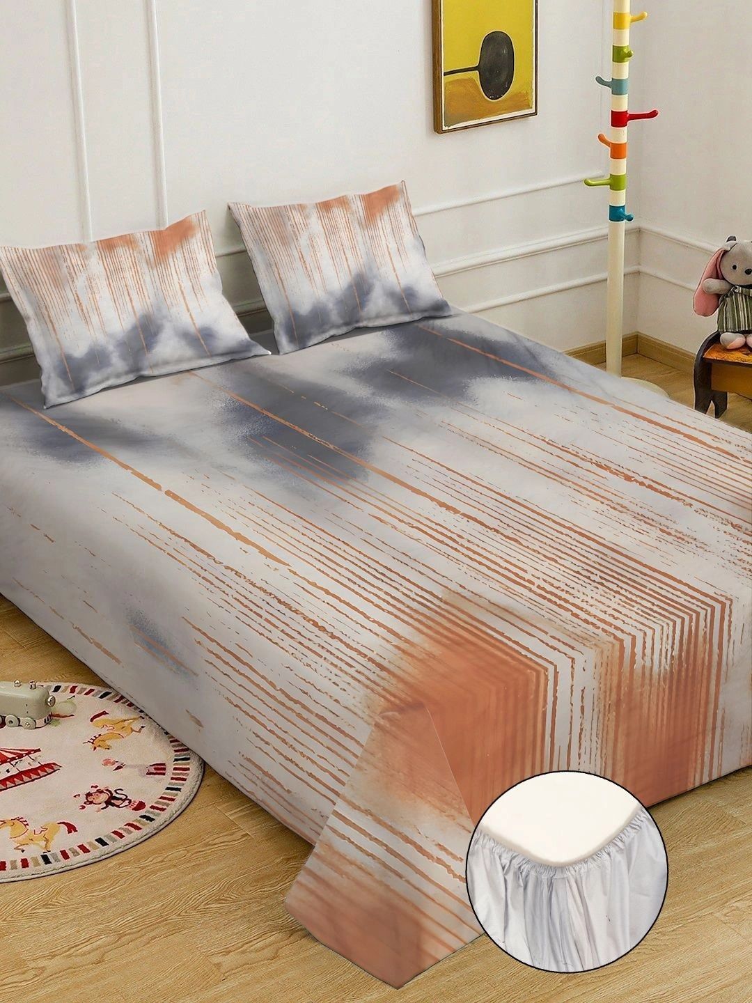 Myntra Elegant Homes Grey 400 TC Cadar Katil King dengan 2 Sarung Bantal