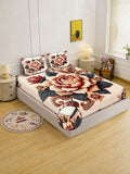 Moda Rapido X KLOTTHE Beige & Red Floral 400 TC Cadar Katil King dengan 2 Sarung Bantal