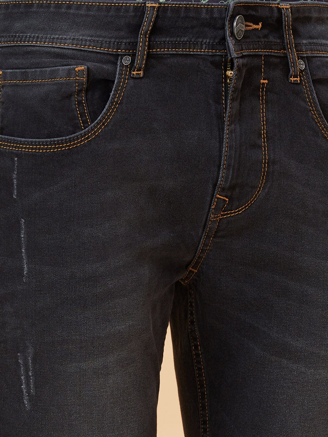 Being Human Men Slim Fit Low Distress Light Fade Jeans