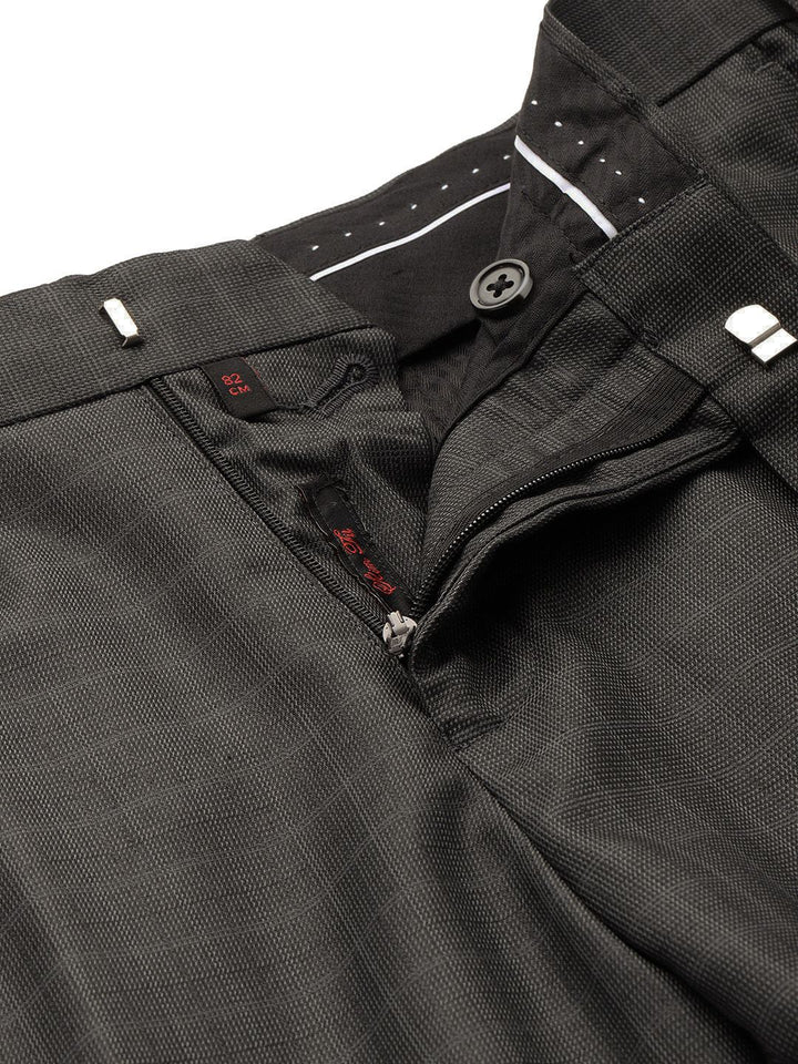 Raymond Men Mid Rise Checked Slim Fit Formal Trousers