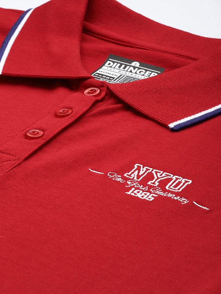 Dillinger wanita biasa fit lencana sulaman polo tshirt