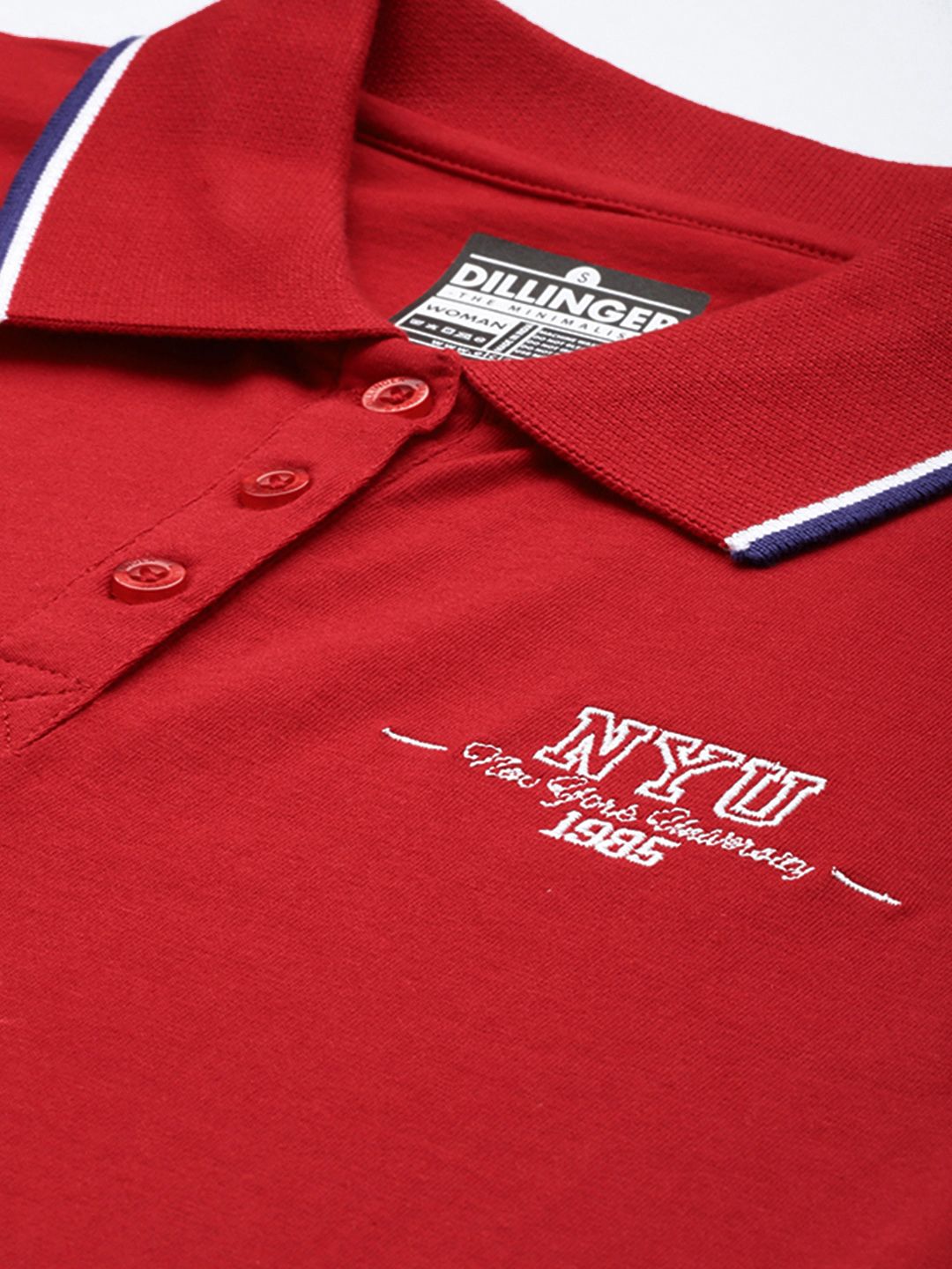 Dillinger wanita biasa fit lencana sulaman polo tshirt