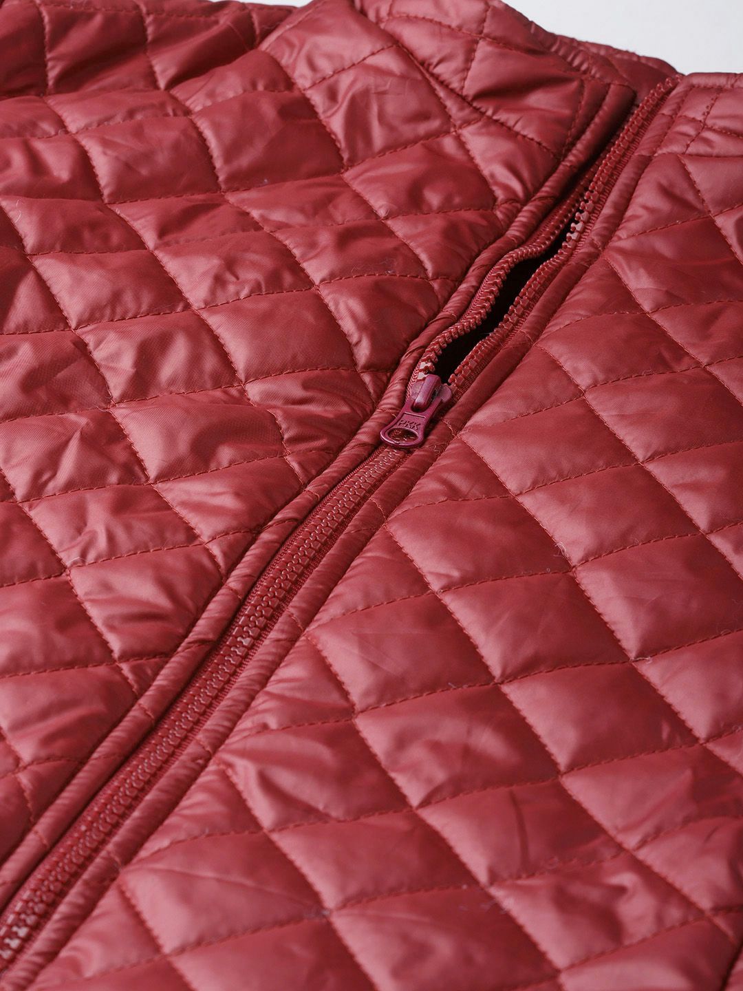 SASSAFRAS Women Maroon Solid Quilted Jacket