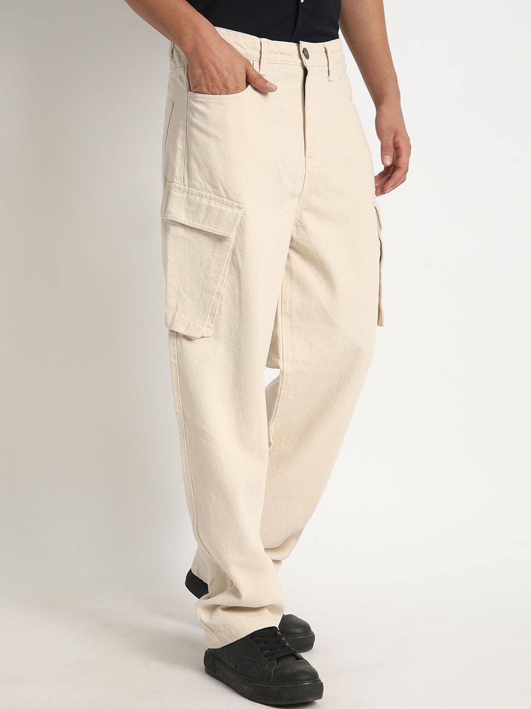 Bene Kleed Men Clean Look Pure Cotton Baggy Jeans