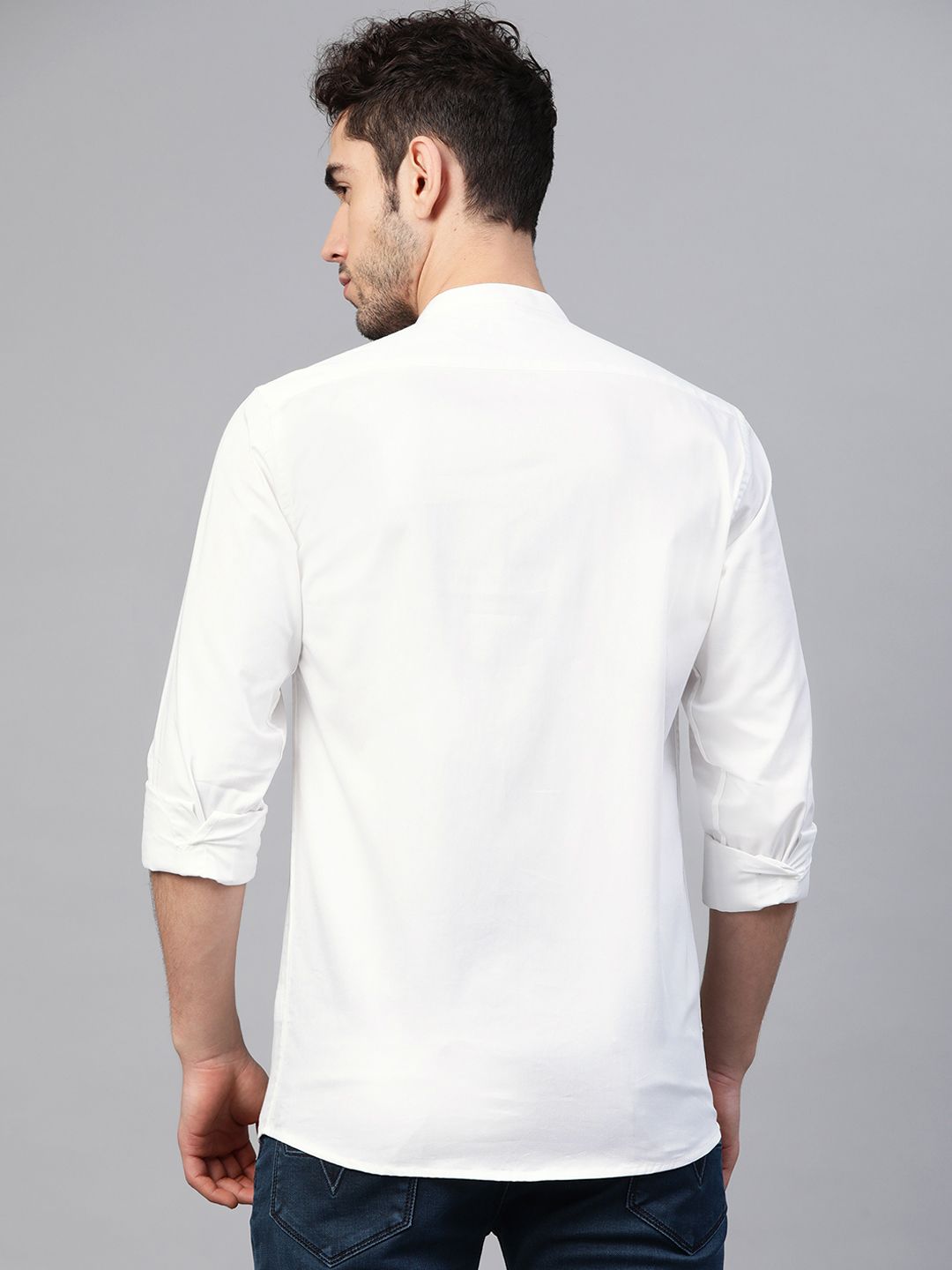 DENNISON Men White Smart Slim Fit Solid Water & Stain Repellent Casual Shirt