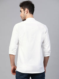 DENNISON Men White Smart Slim Fit Solid Water & Stain Repellent Casual Shirt