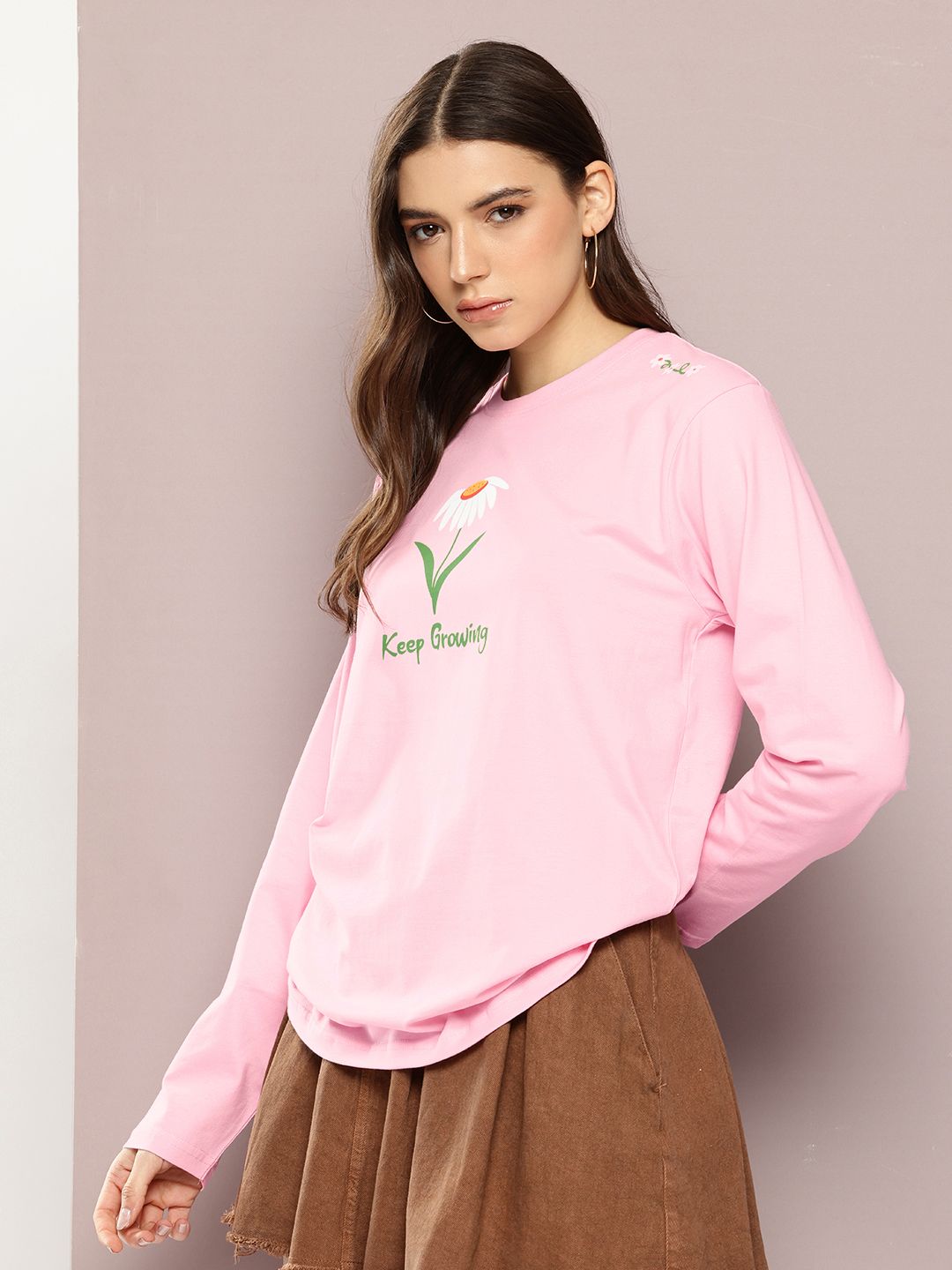 Dillinger Women Long Sleeve Oversized Printed Tshirt