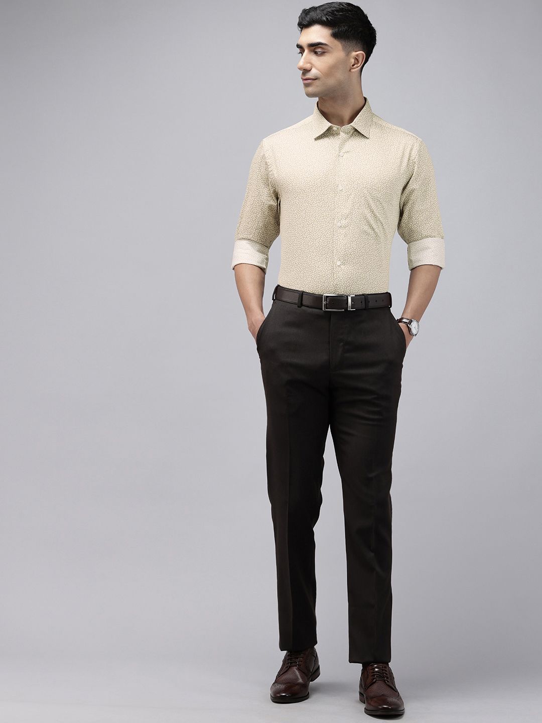 Park Avenue Slim Fit Opaque Floral Printed Pure Cotton Formal Shirt