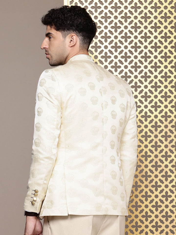 House of Pataudi Self Design Embroidered Jashn Bandhgala Blazer