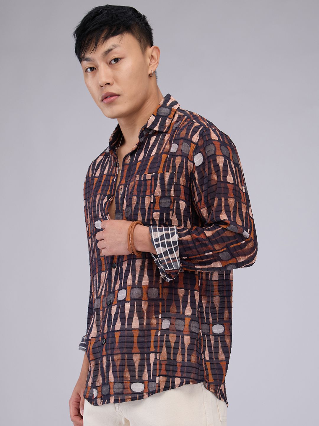 VASTRADO Men Classic Slim Fit Opaque Printed Casual Shirt