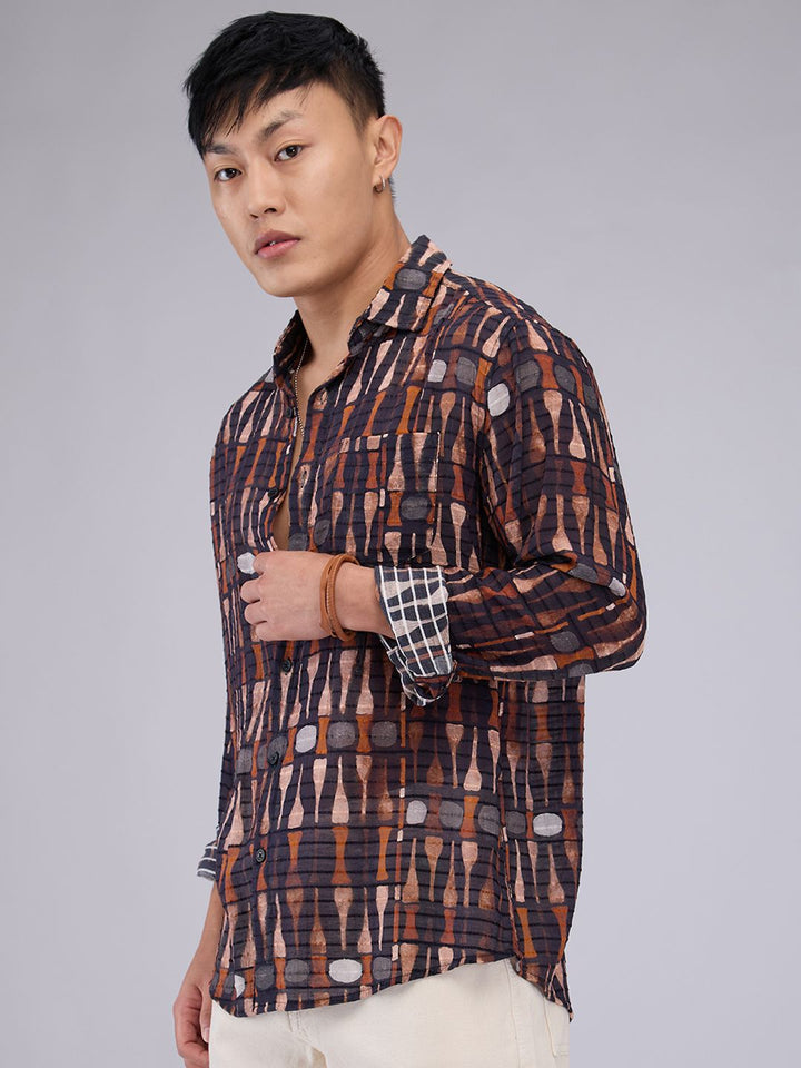 VASTRADO Men Classic Slim Fit Opaque Printed Casual Shirt
