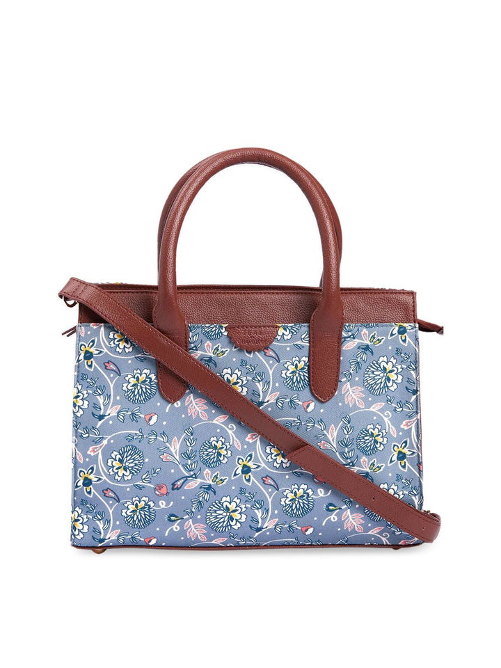 TEAL BY CHUMBAK Two Handles Floral Printed Structured Handheld Bag