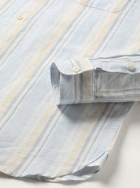 THE BEAR HOUSE Striped Slim Fit Cotton Linen Shirt