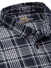 The Indian Garage Co Men Navy Blue Slim Fit Tartan Checks Opaque Checked Casual Shirt
