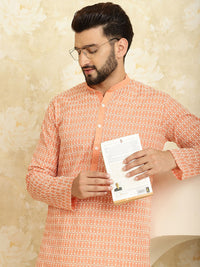SOJANYA Ethnic Motifs Embroidered Mandarin Collar Pure Cotton Kurta with Churidar