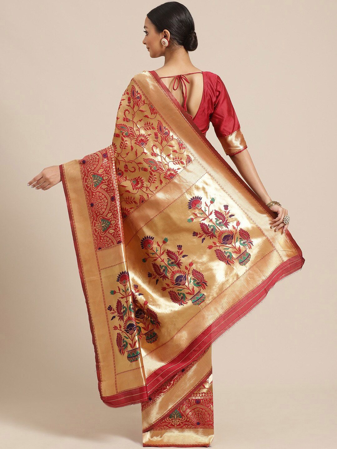 Saree mall Red & Golden Woven Design Banarasi Saree