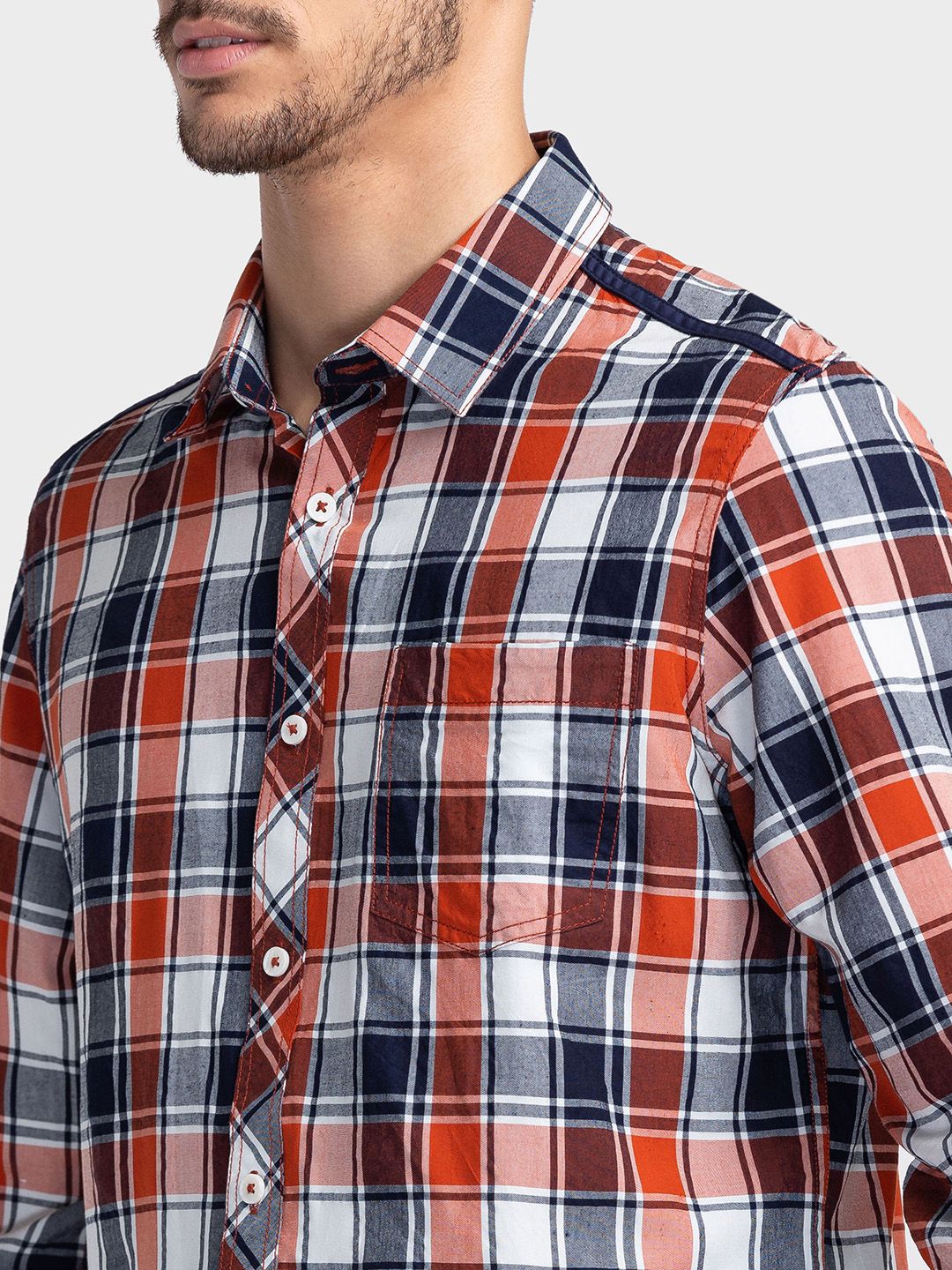 Being Human Cotton Slim Fit Tartan Checked Casual Shirt