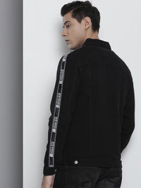 The Indian Garage Co Men Black Typography Lightweight Cotton Denim Jacket