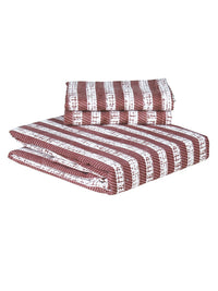 Story@home Maroon & White Striped 180 TC Queen Bedsheet with 2 Pillow Covers
