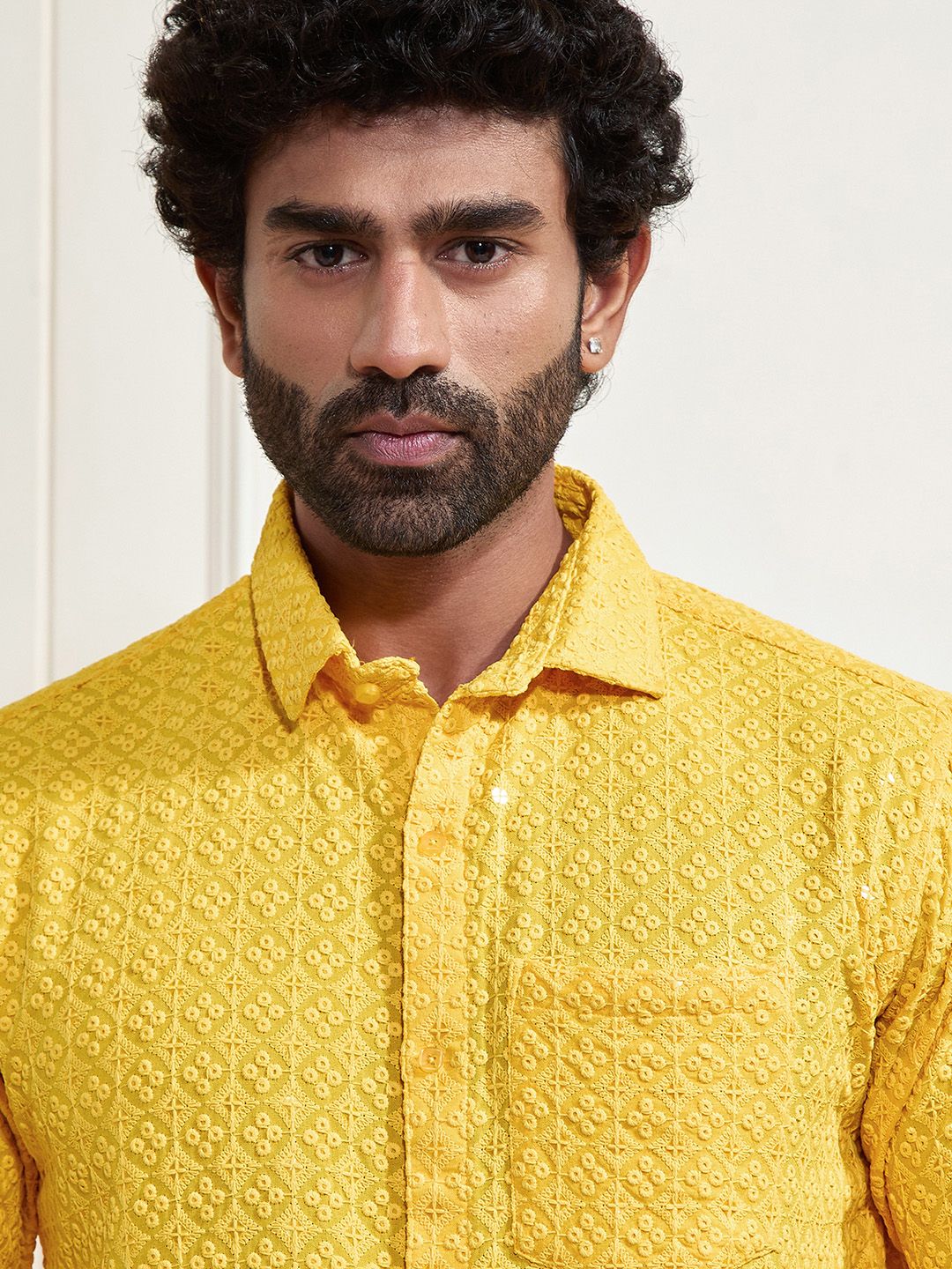 VASTRAMAY Premium Sequinned Embellished Ethnic Shirt