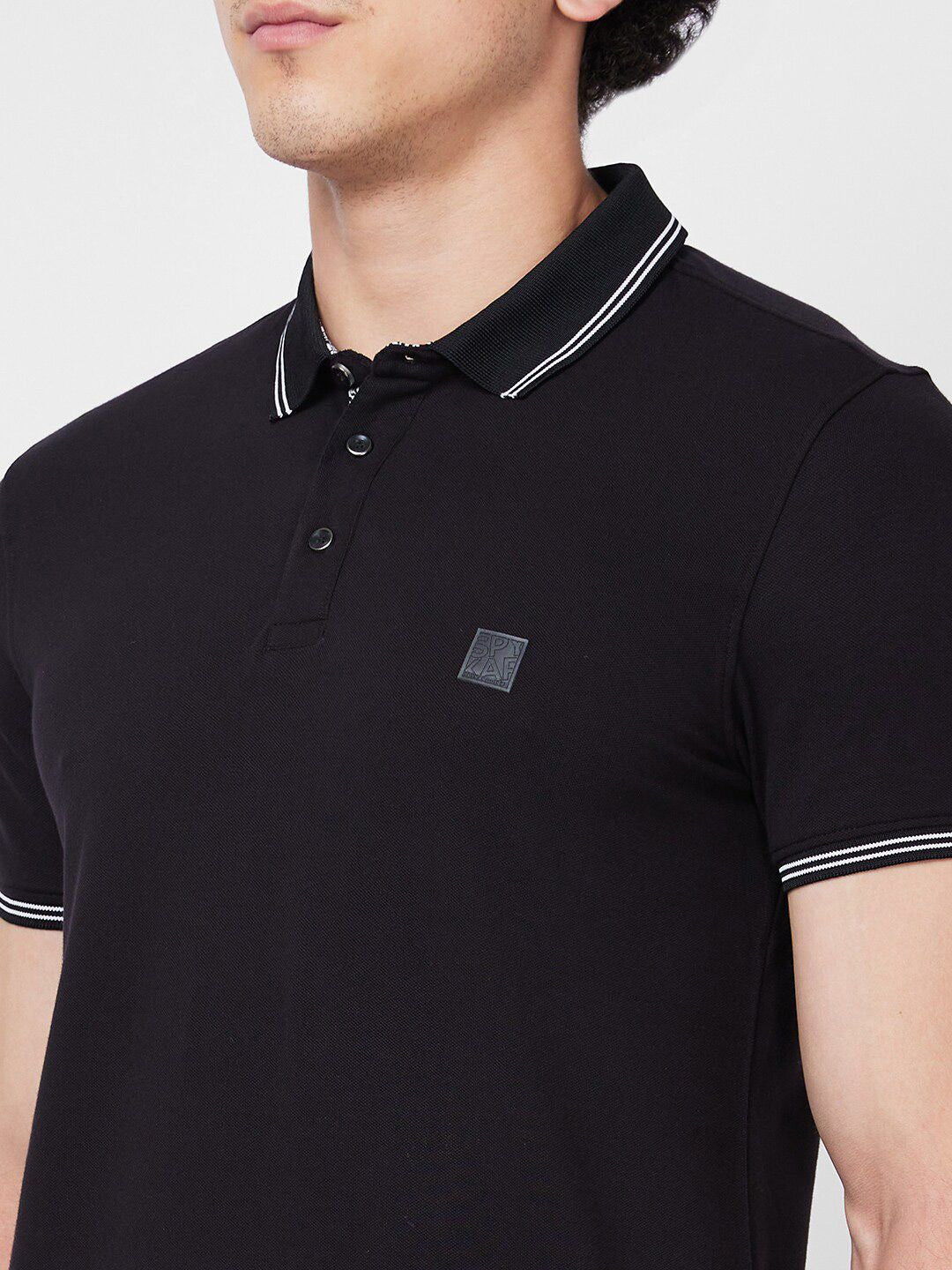 SPYKAR Polo Collar Short Sleeves Slim Fit Cotton T-shirt
