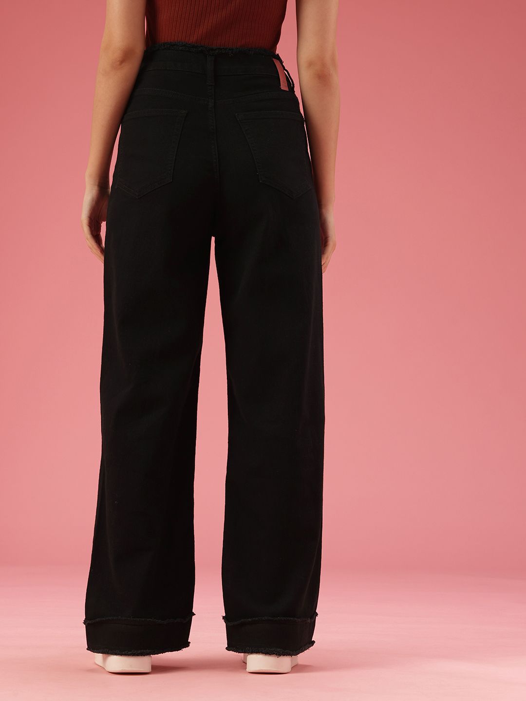 DressBerry Women Baggy Wide Leg Fit High-Rise Stretchable Jeans