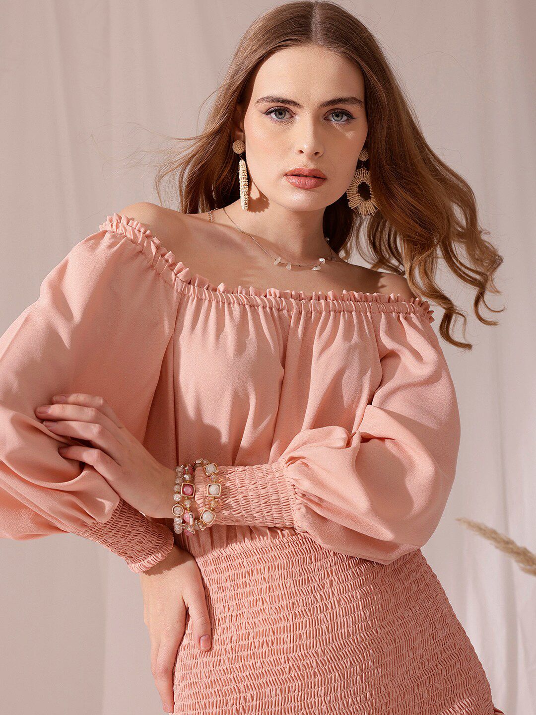 STREET 9 Off-Shoulder Georgette Sheath Maxi Dress