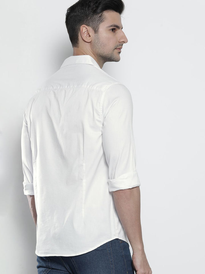 The Indian Garage Co Men White Comfort Solid Casual Shirt