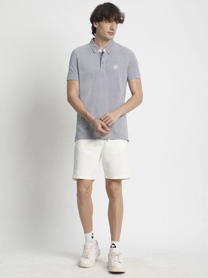 THE BEAR HOUSE Men Solid Polo Collar Regular Fit Pure Cotton T-shirt