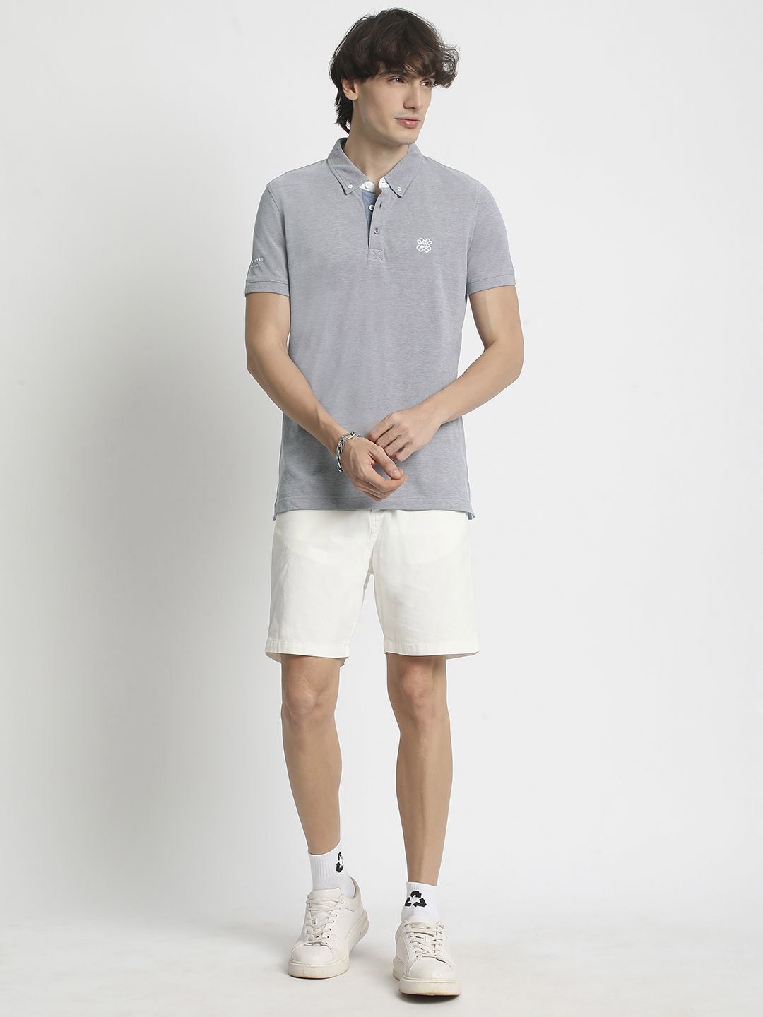 THE BEAR HOUSE Men Solid Polo Collar Regular Fit Pure Cotton T-shirt