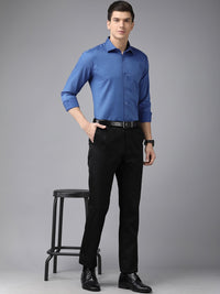 Park Avenue Men Blue Textured Slim Fit Formal Shirt