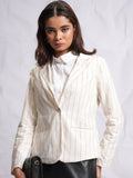 Chic oleh Tokyo Talkies White & Black berjalur Blazer tunggal