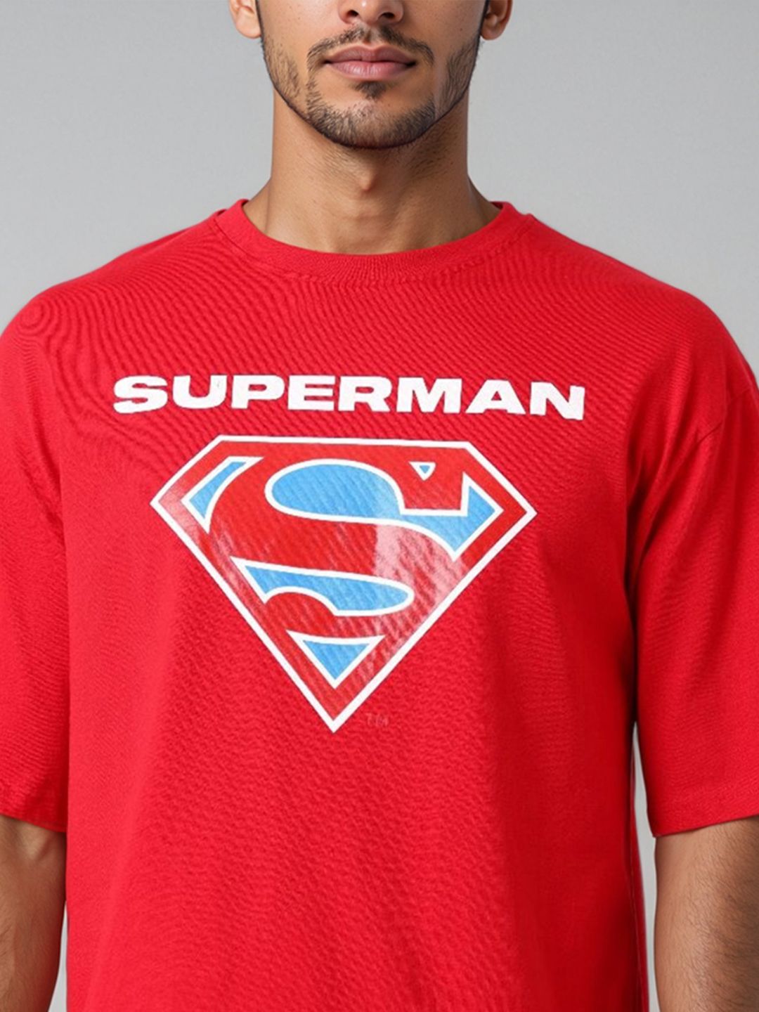 The Indian Garage Co Men Superman Graphic Printed Round Neck Pure Cotton Boxy T-shirt