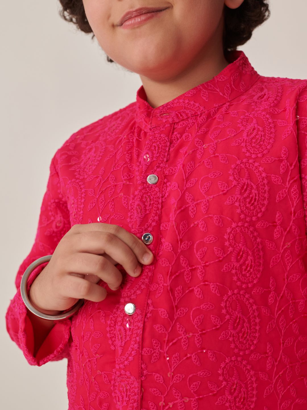 pspeaches Boys Floral Embroidered Regular Thread Work Kurta with Salwar