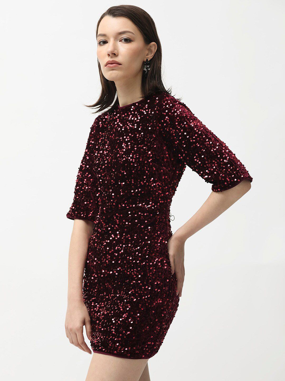 RAREISM Embellished Sequinned Sheath Mini Dress