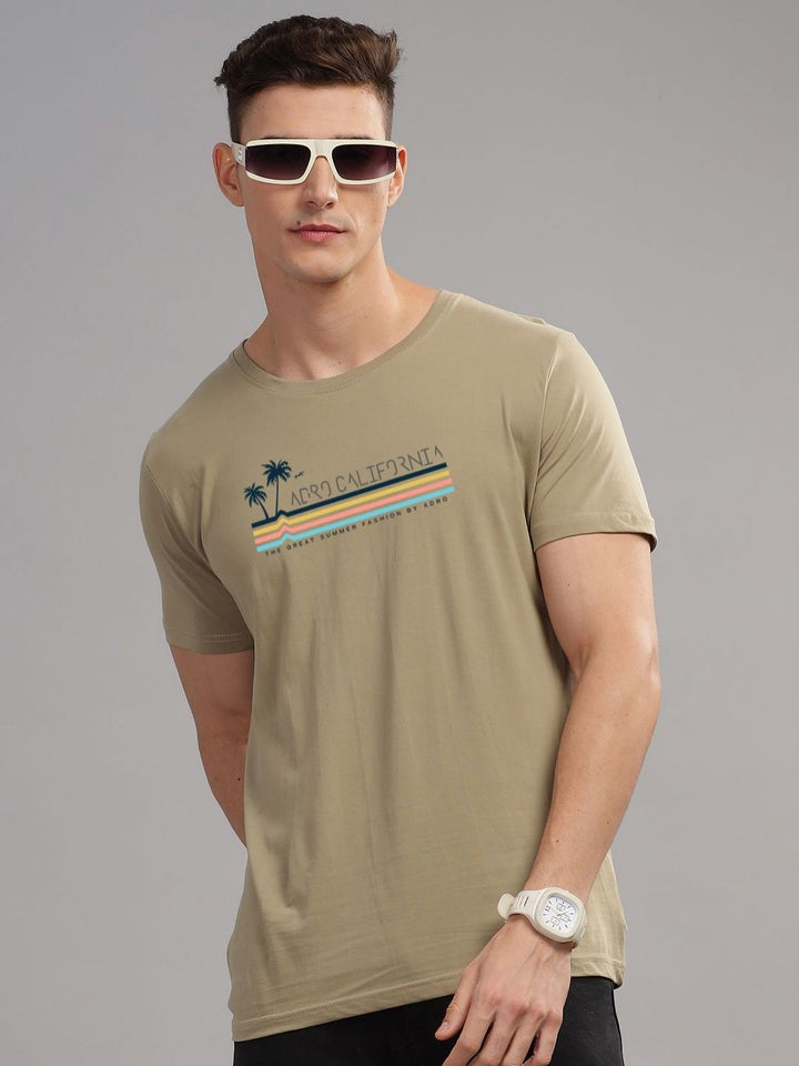 ADRO Typography Printed Round Neck Pure Cotton T-shirt