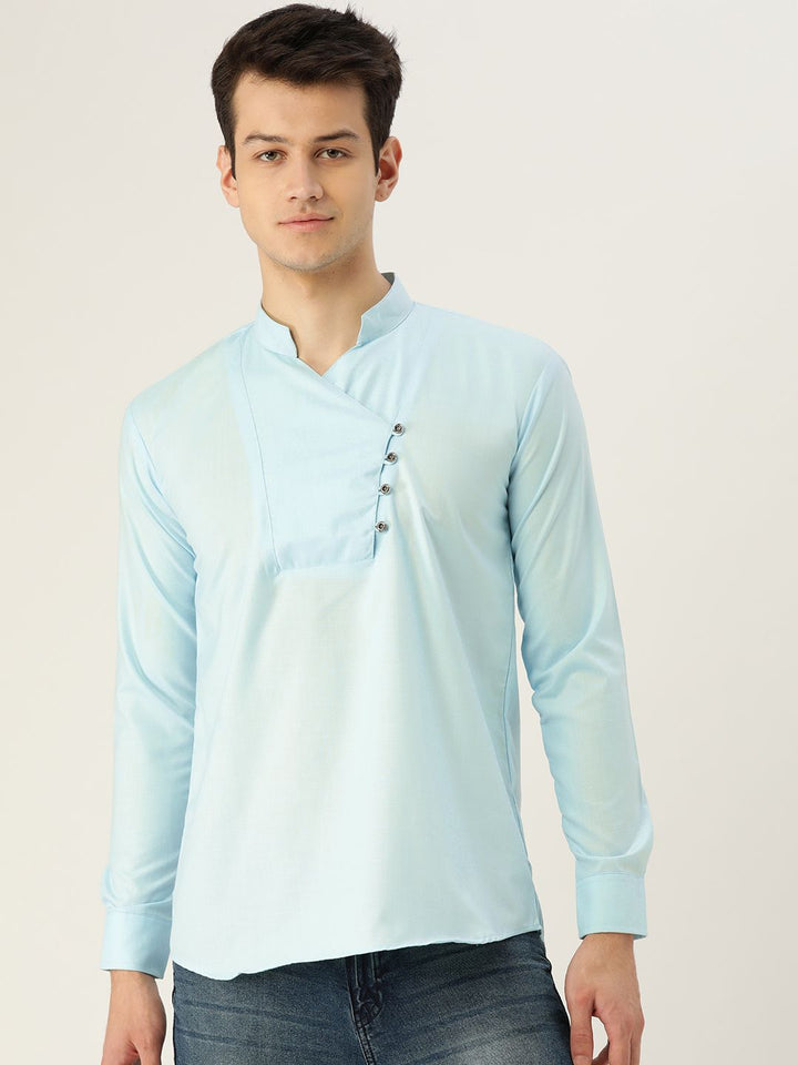 SOJANYA Lelaki Biru Solid Kurta Lurus