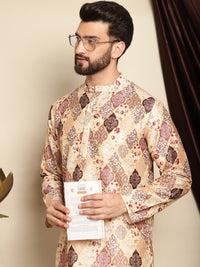 Anouk Ethnic Motifs Printed Band Collar Kurta with Churidar