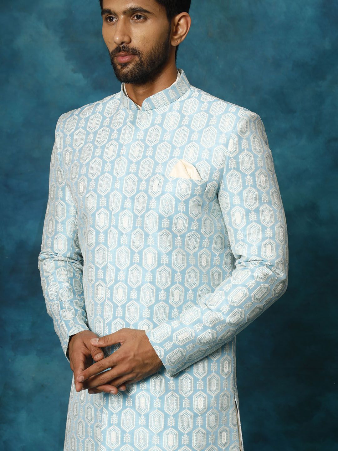 VASTRAMAY Embroidered Indo Western Sherwani Set