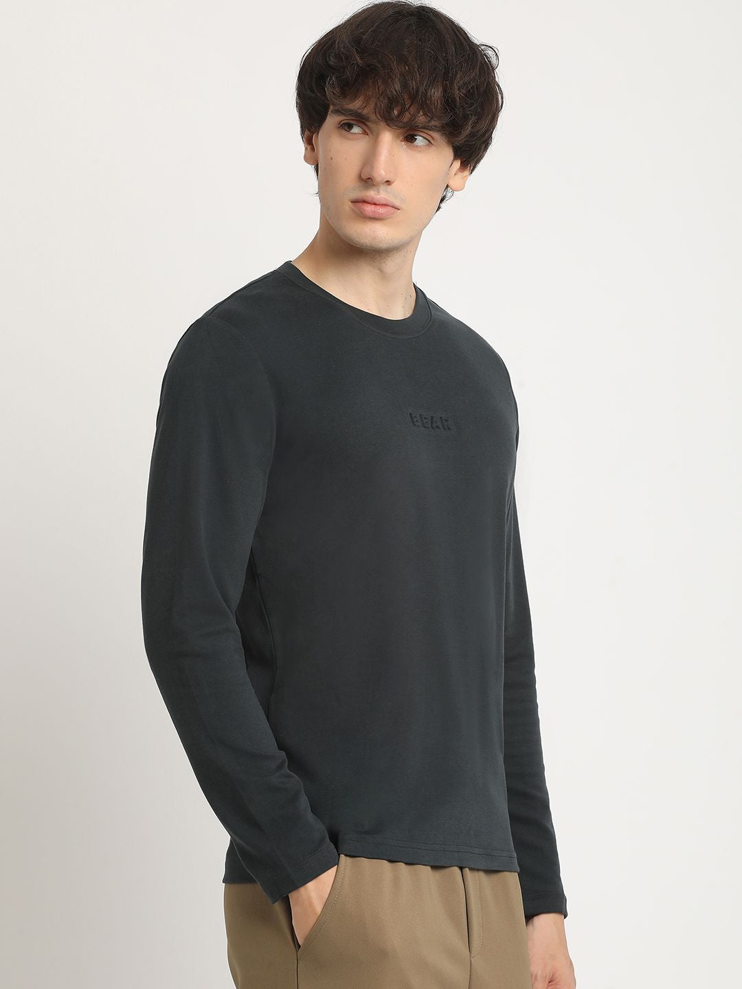 THE BEAR HOUSE Men's Solid Regular Fit Casual T-shirt