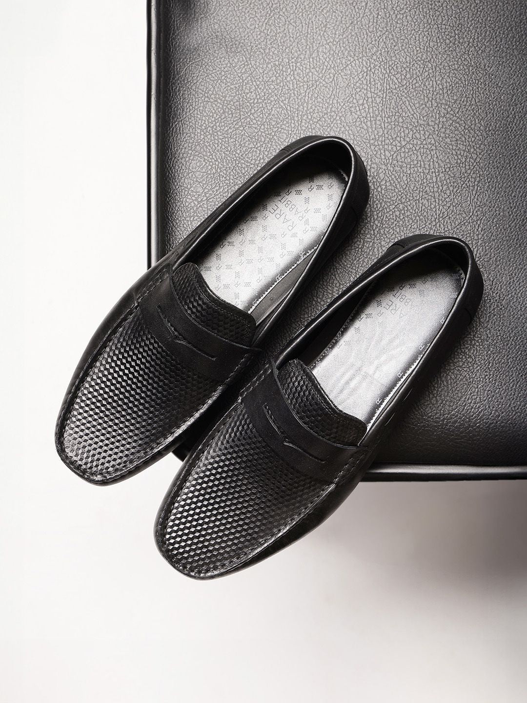 RARE RABBIT Men Honey Textured Leather Formal Loafers