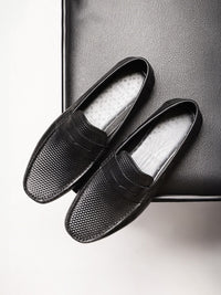 RARE RABBIT Men Honey Textured Leather Formal Loafers